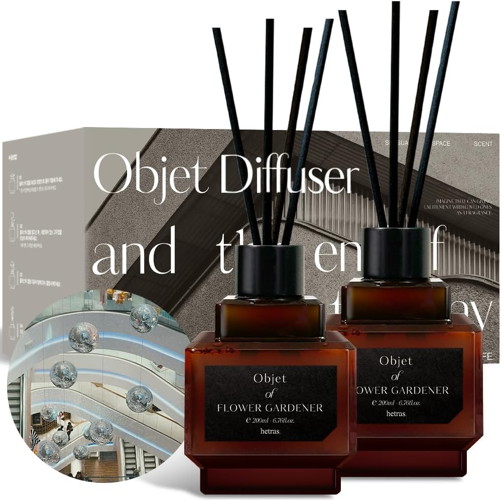 Hetras Objet Diffuser - Flower Gardener scent, 2-pack with reed sticks