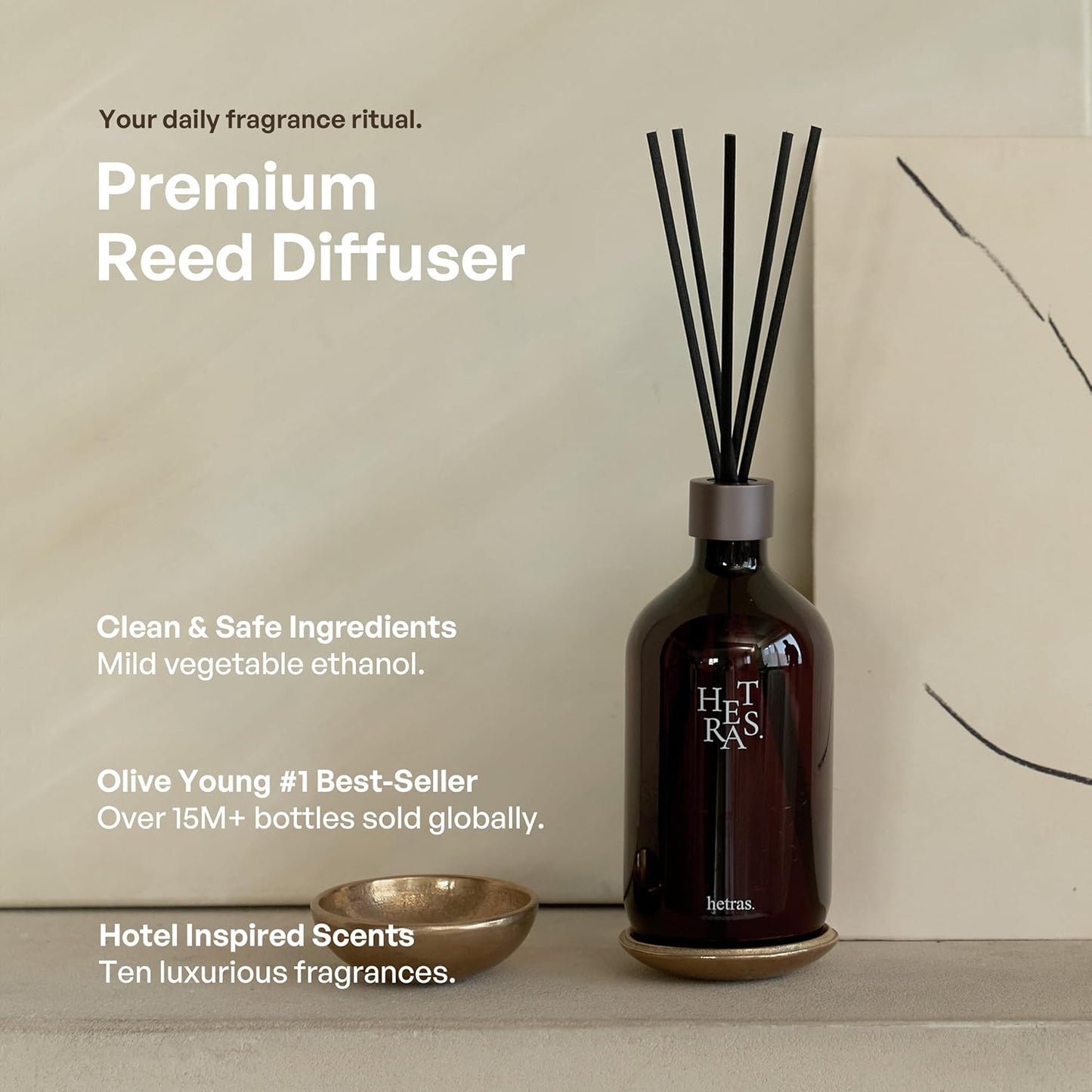 Hetras Premium Reed Diffuser Set (Flower Shop Scent)–Large Capacity Value 2-Pack | 16.9 Fl.Oz (500Ml) X 2 Bottles with 10 Reed Sticks Total | Fresh Freesia & Rose Floral Aroma | Luxury Decor & Gift